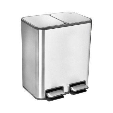 Imagem de Lixeira Docol Flat 90987294016 Com Pedal 10l + 10l Inox Escovado