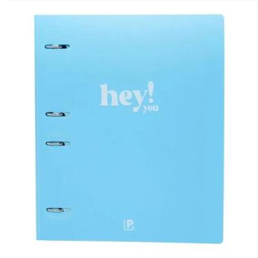 Imagem de Caderno Argolado Fichário Escolar Polibras Cor Pastel , Azul Pastel