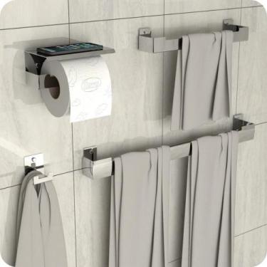Imagem de Kit Acessórios Para Banheiro Inox 4 Peças ELG - HomeFull