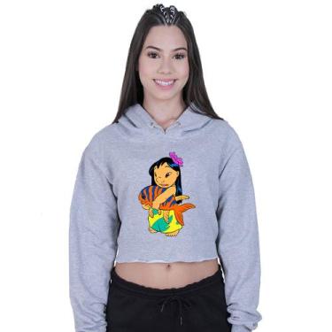 Imagem de Cropped Moletom Feminino Lilo Stitch Girl - Lafre, Cinza, P