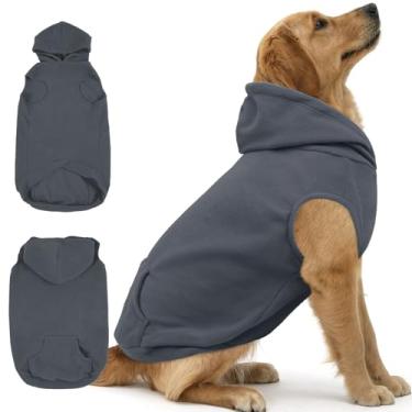 Imagem de IECOii Moletom para cães grandes, colete de lã com capuz para cães com orifício para trela, suéter para cães grandes roupas de inverno para cães grandes, suéter de cachorro de Natal de raça grande,