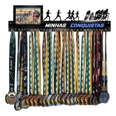 Imagem de Porta Medalhas Corrida e Ciclismo Masculino com Porta Retrato 61cm de 