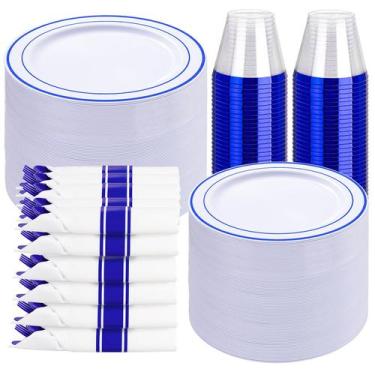 Imagem de Conjunto de louças de plástico WELLIFE para 50 convidados com 350 unid