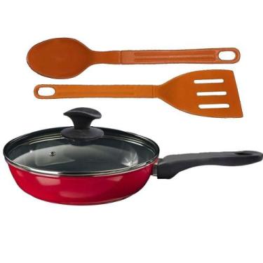 Imagem de Frigideira Vermelho Antiaderente Cerâmica Talher 05 Cb 16cm - JAVALI