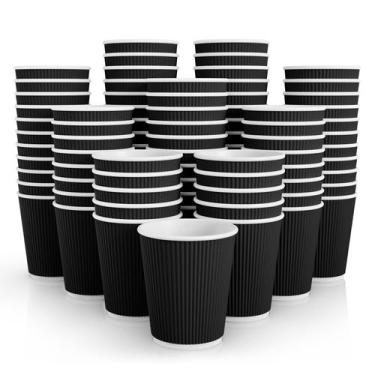 Imagem de Copos de café de papel JollyPack 8 onças, pacote 120, Black Ripple Wal
