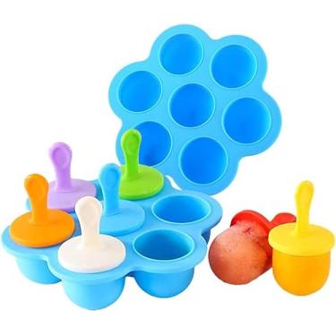 Imagem de Forma de Picolé, 7 Cavidades, Multicolorida, com Palitos Plásticos, Livre de BPA