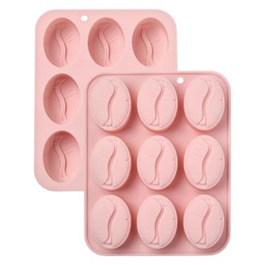 Imagem de UR URLIFEHALL 2 peças de moldes de silicone com tema de café, grãos de café, formas de chocolate para geleia, fondant, bolo, biscoito, doces, sabonete, cupcake, artesanato