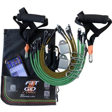 Imagem de Kit Extensores Elásticos Exercícios Ginastica Fittogo Cord 60kg elásti