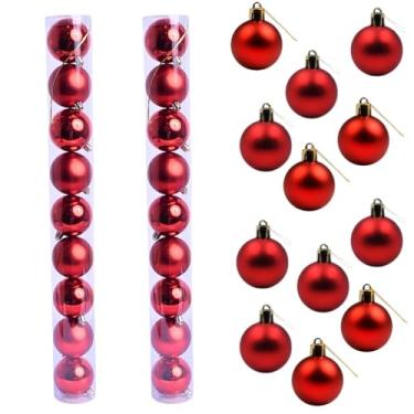 Imagem de Kit de Bolas Natalinas Decorativas, 24 Peças, Pequenas, Enfeite P/Árvore de Natal, Ideal P/Guirlanda Árvore Mesa Arranjo Pendurar, Bolinhas Brilhantes (Vermelha)