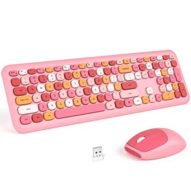 Imagem de Combinação de teclado e mouse sem fio KNOWSQT Pale Pink