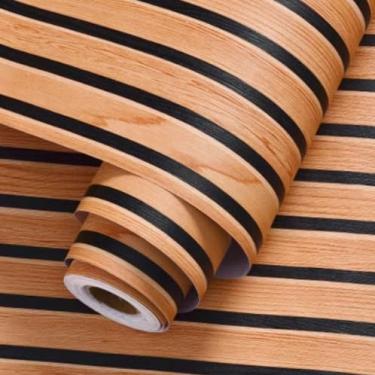 Imagem de Papel de Parede Vinílico Madeira – Autocolante Lavável 4,5m² para Ambientes Aconchegantes(Madeira Ripada Bege)