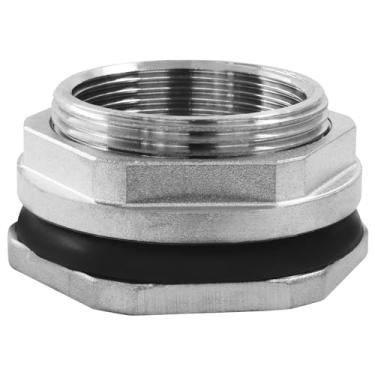 Imagem de Zorveiio Conector de tanque de água de anteparo de rosca fêmea NPT de 3,8 cm, encaixe a granel de aço inoxidável 304 para barris de chuva, aquários, tanques de água, banheiras, piscinas