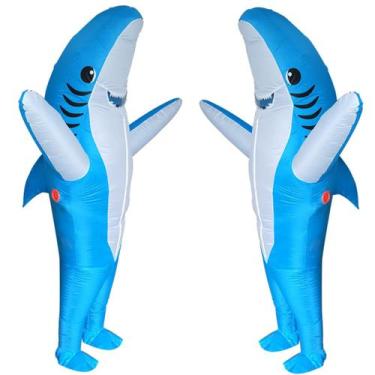 Imagem de Fantasia inflável de tubarão Poptrend para festa de Halloween para adu