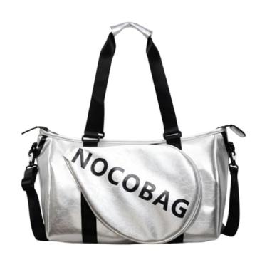 Imagem de KiBcsLic Bolsa de tênis Tote para adultos, jogadores, estilosa, grande capacidade, portátil, viagem, equipamento esportivo, versátil, bolsa de badminton, Prata