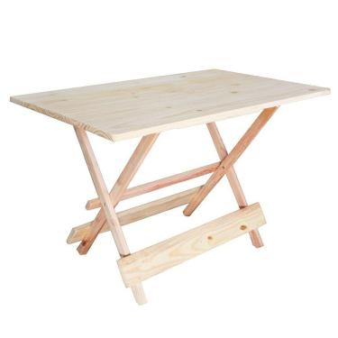 Imagem de Mesa Dobrável 120x70 Madeira Maciça Bar Lanchonete S/ Pintura