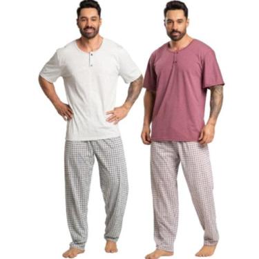 Imagem de KIT 2 Pijama Masculino Com Bolso Vekyo Manga Curta Calça Longa Estampa