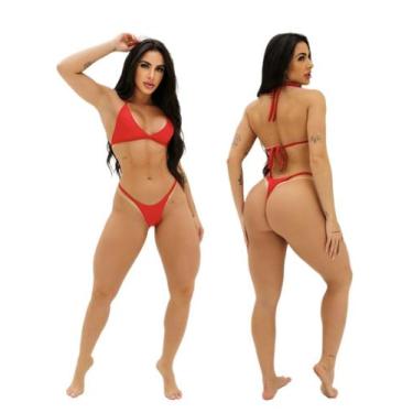 Imagem de Biquini Top Cortininha Marca de Fita Fio Dental Bronze - Z&R Moda Prai