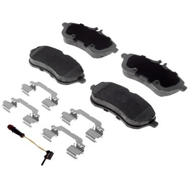 Imagem de ACDelco Conjunto de pastilhas de freio a disco dianteiro de cerâmica prata 14D1340CHF1 com clipes e sensor de desgaste da pastilha