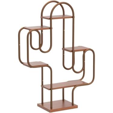 Imagem de Suporte para flores Estante de canto cacto, suporte planta multiuso 6 camadas, prateleira metal resistente, rack exibição alto criativo, rústico
