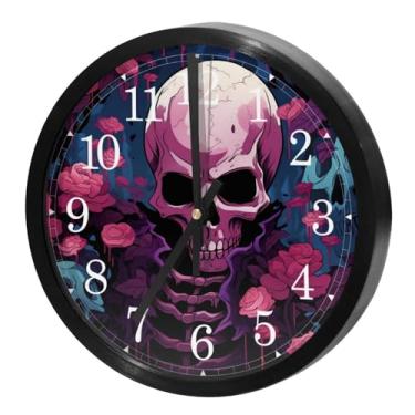 Imagem de LILINWAN Relógio de parede 24 cm sem tique-taque silencioso operado por bateria relógio de parede redondo moderno estilo simples decoração relógio para escritório/escola/quarto/sala de estar