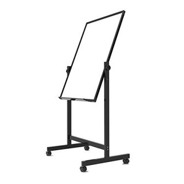 Imagem de CUTPOIY quadro branco quadro magnético móvel dupla face 360° reversível apagável a seco cavalete com rolamento quadro branco - para sala de aula de escritório doméstico 60 x 90 cm