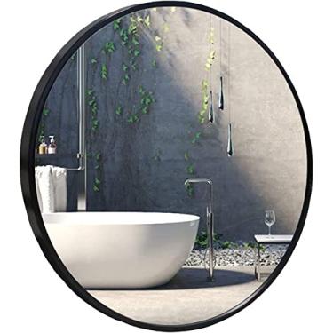 Imagem de Espelho de parede espelho de parede, espelho de banheiro redondo espelhos de casa de fazenda círculo montado na parede para maquiagem espelho de vaidade sala de estar entrada decoração de quarto