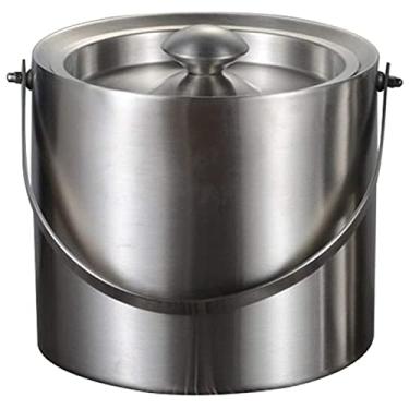 Imagem de Balde de gelo com isolamento de aço inoxidável de 2 camadas Feiyx, ótimo para bar doméstico, refrigerar cerveja e vinho, gelo de aço inoxidável 3L, manter o gelo congelado por mais tempo