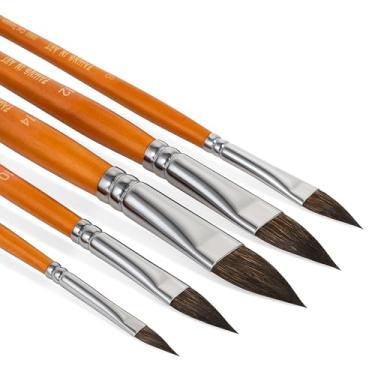 Imagem de Falling in Art Pincéis de aquarela de língua de gatos, 5 pincéis ovais para lavar, pincel de língua de gato para pétalas, folhas, aquarela e pintura acrílica