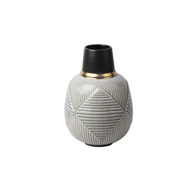 Imagem de Vaso de flores de cerâmica, geométrico, arte abstrata, feito à mão, vasos decorativos grandes de 48 cm, para escritório, quarto, sala de estar, casamento