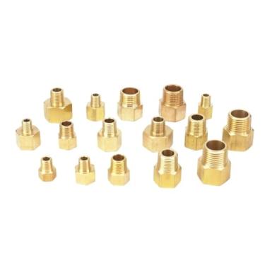 Imagem de 1 peça 1/20.3 cm 1/10.2 cm 3/20.3 cm 1/5.1 cm NPT conector de tubo de latão sextavado fêmea para macho para medidor de pressão (tipo 4)