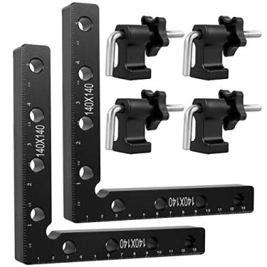 Imagem de QUWUMGD 2 peças quadrados de posicionamento de 90 graus grampos de ângulo reto de 14 cm braçadeira de fixação tipo L de liga de alumínio ferramenta de fixação de canto de alta precisão para gaveta de