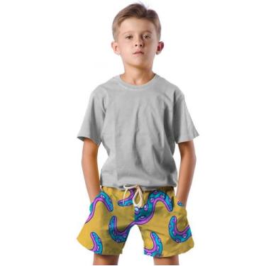 Imagem de Shorts Infantil Bermuda Calção Praia Verão Tentáculos Cartoon Monstro 