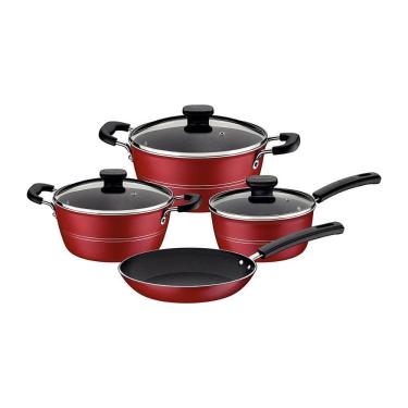 Imagem de Jogo De Panelas Tramontina Sicília Em Alumínio Com 4 Peças Vermelho