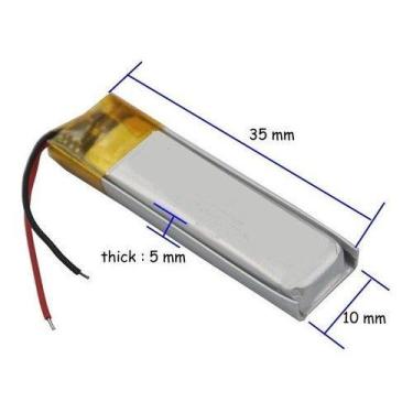 Imagem de Bateria Pequena Mp3 Fone Caneta Espia Lanterna Gravador 130mah 2 fios 