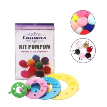 Imagem de Kit Faz Pompom Com 4 Tamanhos 3,5cm 5,5cm 7cm 9mm LANMAX