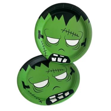 Imagem de 10 unidades Prato Descartável Festa de Halloween Monstros - Modelo: Verde Frankenstein