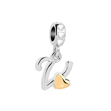 Imagem de MiiFort Pingente de coração de amor dourado com 26 letras inglesas para pulseiras, nomes, colares, pingentes, presente para mulheres, meninas, mãe, amante, aniversário, Natal, família, Zircônia cúbica, Zircônia cúbica