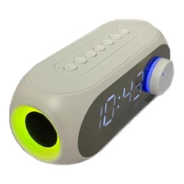 Imagem de Despertador Rádio Relógio com Bluetooth, Tela Espelho e Alarme Duplo, Função Dimerizável, Portátil e de Mesa(Branco)