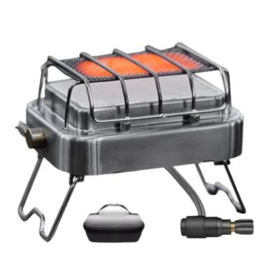 Imagem de Bohany Aquecedor de para Campismo,2-em-1 Fogão de Cozinha em Aço Inoxidável | Aquecedor De Acampamento Para,Para Caminhadas Ao Ar Livre 1-2 Pessoas Pátio Garagem Observação De Vida Selvagem