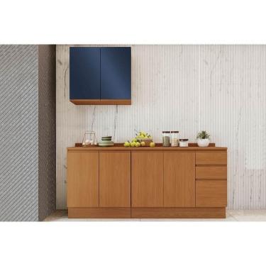 Imagem de Kit Cozinha Modulada 5 Peças Ciela (1aéreo+2balcões+2complementos) C5p118 Canela-azul Profundo - Kappesberg