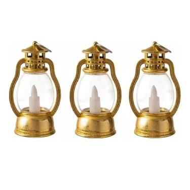 Imagem de Kit 3 Vela Decorativa Luminária De Led Lamparina Campanha D
