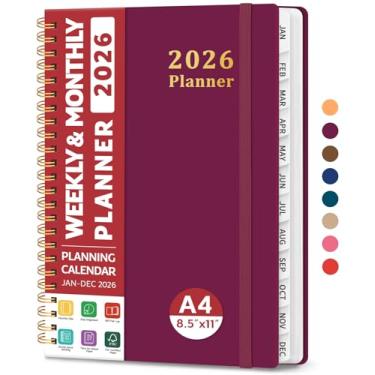 Imagem de Agenda 2026, agenda semanal e mensal, janeiro de 2026 a dezembro de 2026, agenda de calendário de capa dura com abas para mulheres e homens, bolso interno, encadernação espiral, perfeito para