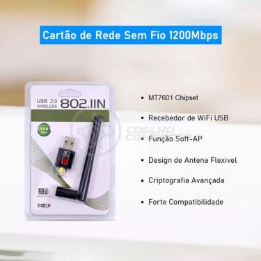 Imagem de Antena Usb 2.0 Receptor De Wifi Wireless 1200Mbps