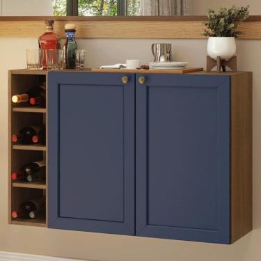Imagem de Buffet Aparador Com Adega 100cm 2 Portas Vik Madesa 16 Rustic-azul