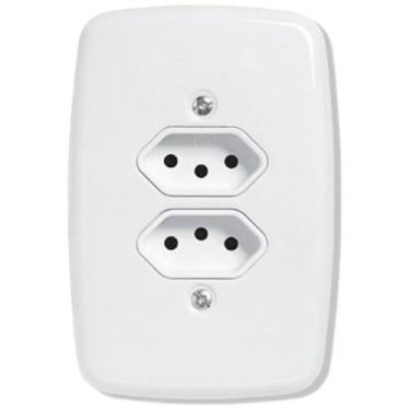 Imagem de Tomada Pluzie Ideale Dupla 2P+T 20A com Placa 4x2 Branca