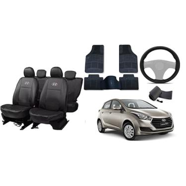 Imagem de Capa de couro + Tapete 5 peças + Capa de volante para Hyundai hb20 13-17