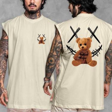 Imagem de Camiseta Regata Masculina Oversized Streetwear Estampada Bear X Smiley