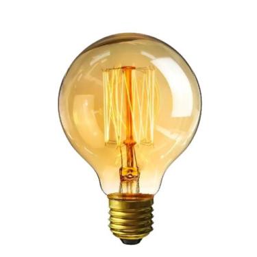 Imagem de Lampada Retro Vintage Filamento Carbono G125 60W 127V Âmbar Gold Branc