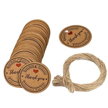 Imagem de barenx 100 etiquetas de presente de agradecimento para pendurar etiquetas decorativas ornamentos de panificação