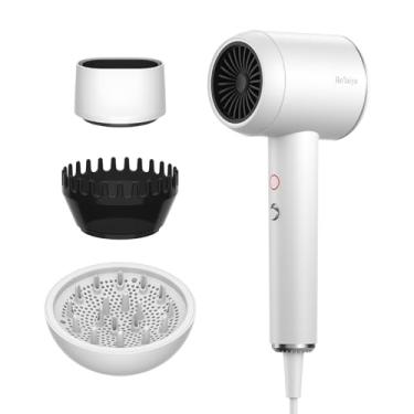 Imagem de Secador de cabelo iônico profissional | Poderoso secador de cabelo de baixo ruído | Temperatura constante para secagem rápida do cabelo | com difusor de cabelo, bocal cluster e pente para cacheados